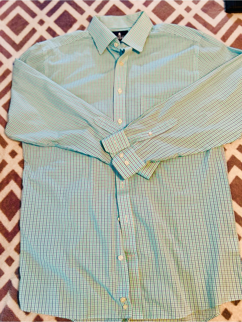 Men's Aqua/ Blue Plaid Dress Shirt - Classic Button-Down